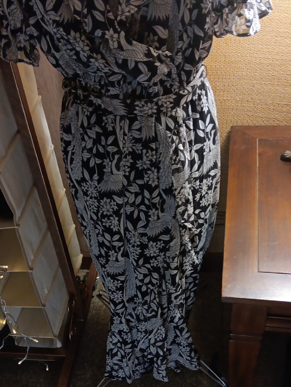LC Lauren Conrad Black and White Floral Wrap Dress